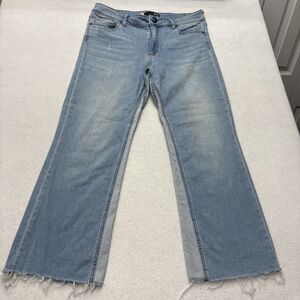 Kut From The Kloth Kelsey Jeans Womens 10 Blue High Rise Ankle Flare Raw Hem